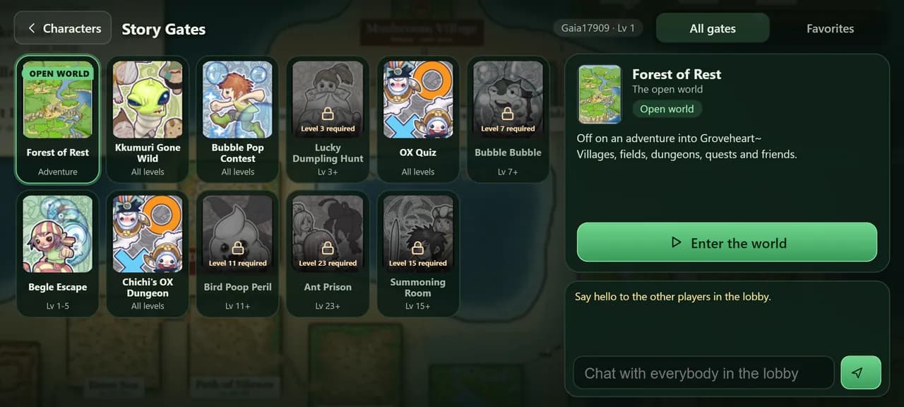 Groveheart Online: picking a Story Gate mini-adventure